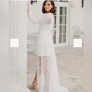 Cassidy Forget Me Knot Lace Maxi Bridal Robe - Includes Slip × by Le Rose